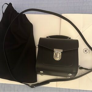 Satchels Sugarcube Black Leather Handbag